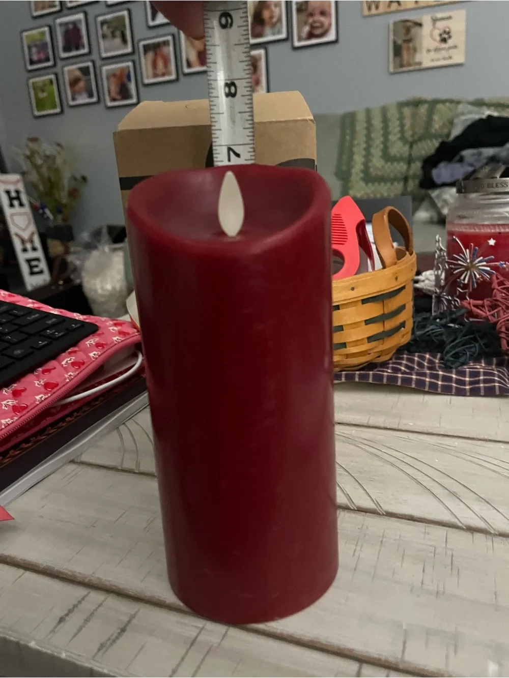 Luminara Red Pillar Candle in Deep Red -
